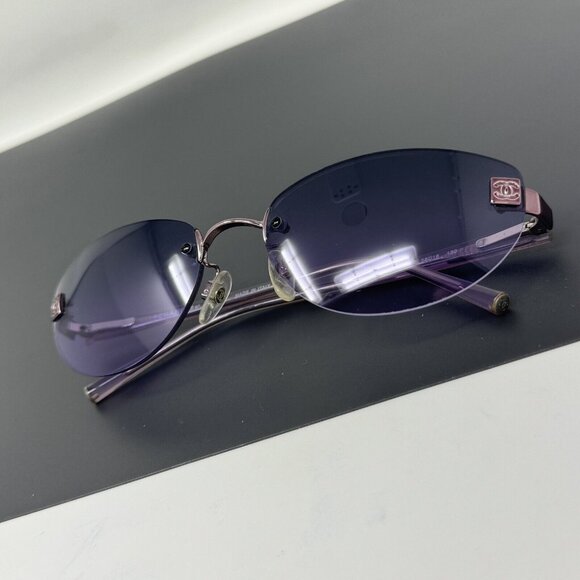 Vintage CHANEL Rimless Sunglasses 4069 C.225/90 Excellent Condition Pink Purple - Picture 16 of 16